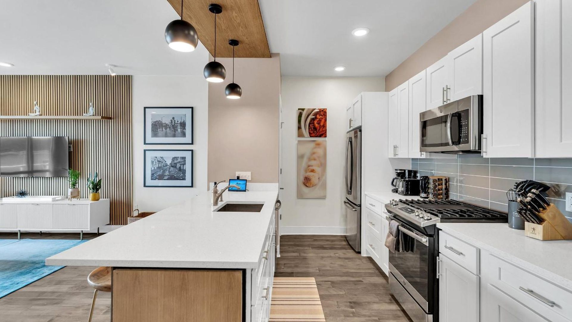 Pool & Gym Retreat Steps From Crescent Park Apartment *